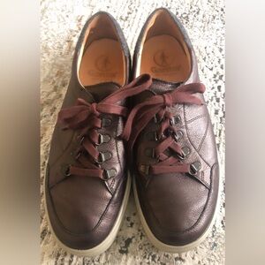 Ganter Shimmery Metallic Wine Genuine Leather Sneakers Lace Up Comfort Shoes